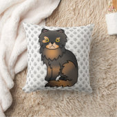 Tortie Point Persian Cute Cartoon Cat & Paws Throw Pillow (Blanket)