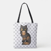 Tortie Point Persian Cute Cartoon Cat & Paws Tote Bag (Back)