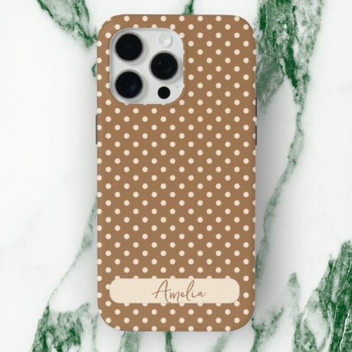 Tortilla Brown and beige polka dots iPhone 15 Pro Max Case