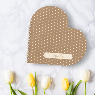 Tortilla Brown and beige polka dots heart  Notebook