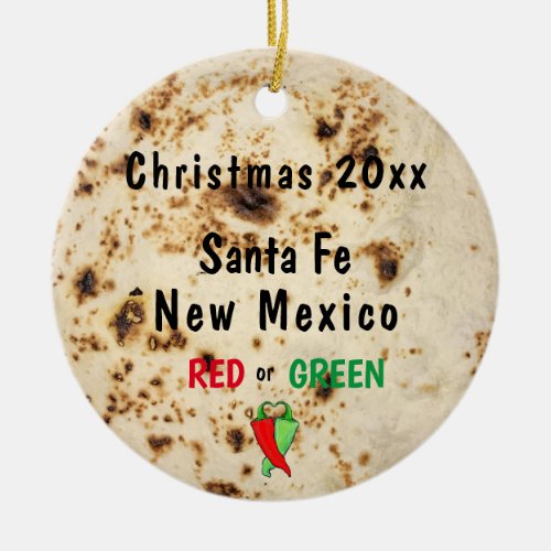 Tortilla  Chili  Red or Green Santa Fe Southwest Ceramic Ornament