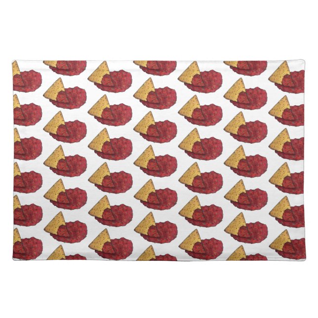 Tortilla Chips and Dip Tomato Salsa Mexican Food Cloth Placemat (Front)