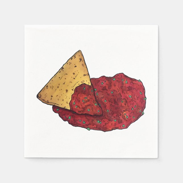 Tortilla Chips and Dip Tomato Salsa Mexican Food Napkins (Front)
