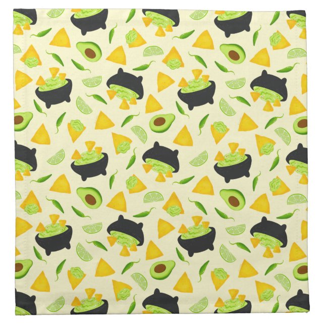 Tortilla Chips and Guacamole Pattern Cloth Napkin (Front)