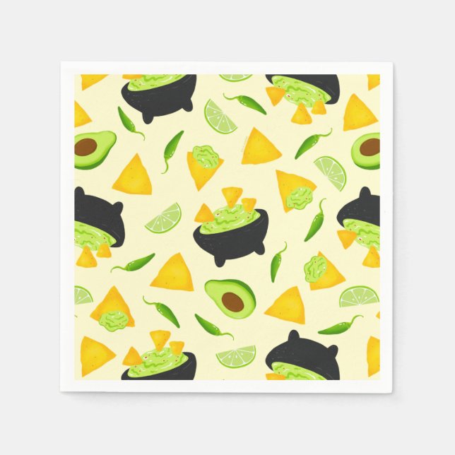 Tortilla Chips and Guacamole Pattern Napkins (Front)
