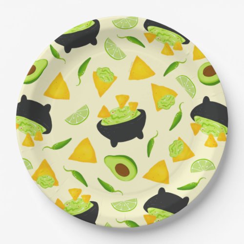 Tortilla Chips and Guacamole Pattern Paper Plates