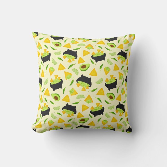 Tortilla Chips and Guacamole Pattern Throw Pillow (Front)