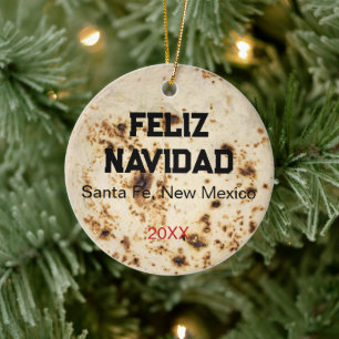 Tortilla Personalize Photo Christmas Ceramic Ornament
