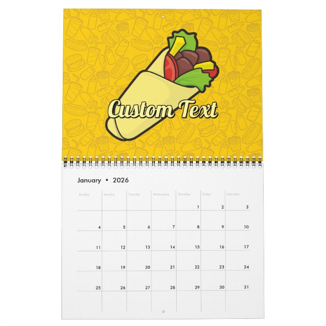 Tortilla Sandwich Wrap Calendar (Jan 2026)
