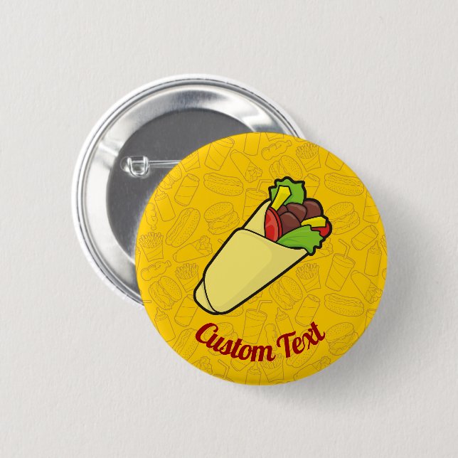 Tortilla Sandwich Wrap Pinback Button (Front & Back)