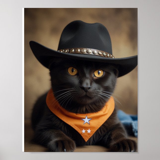 Tortishell Cat Cowboy Poster (Front)