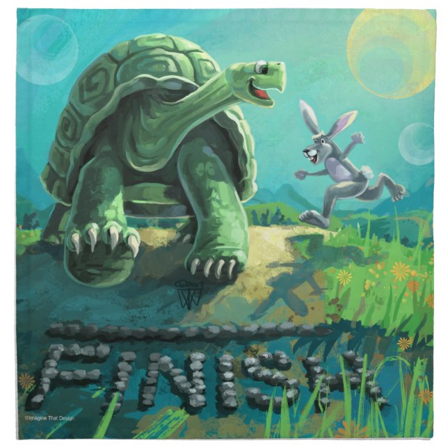 Tortoise and the Hare Art Cloth Napkin (Front)