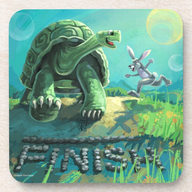 Tortoise and the Hare Art Drink Coaster (Front)