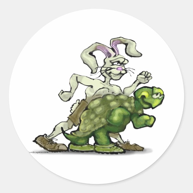 Tortoise and the Hare Classic Round Sticker (Front)