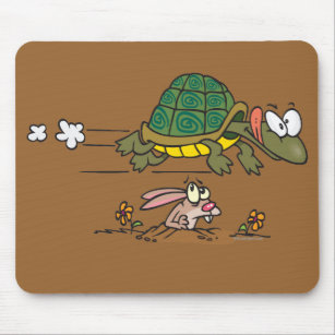 tortoise and the hare funny fable cartoon mouse pad