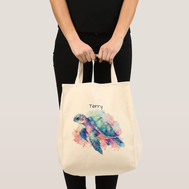 Tortoise and Whale Personalized Tote Bag (Front (Product))