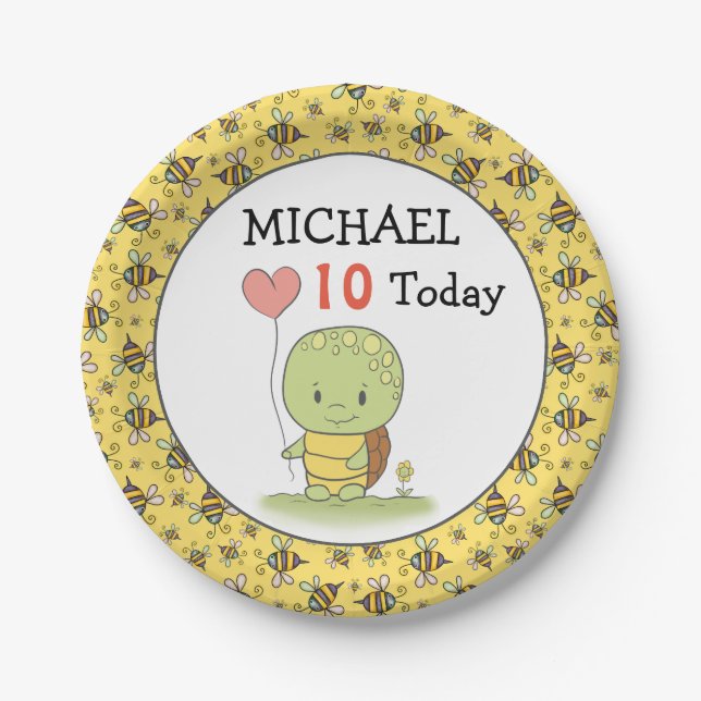 Tortoise Birthday Paper Plates (Front)