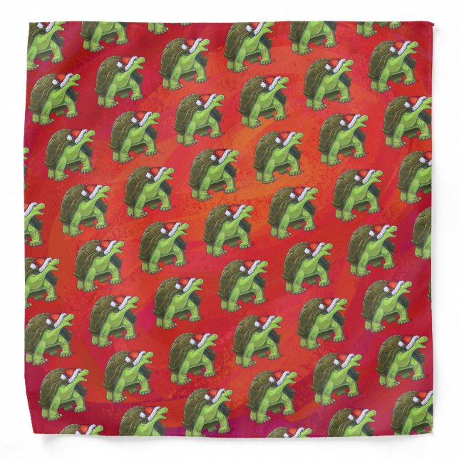 Tortoise Christmas On Red Bandana (Front)