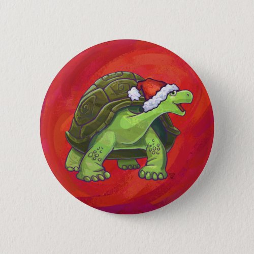 Tortoise Christmas On Red Button