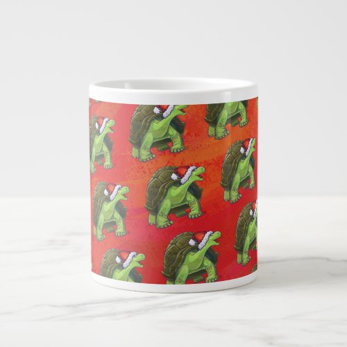 Tortoise Christmas On Red Large Coffee Mug