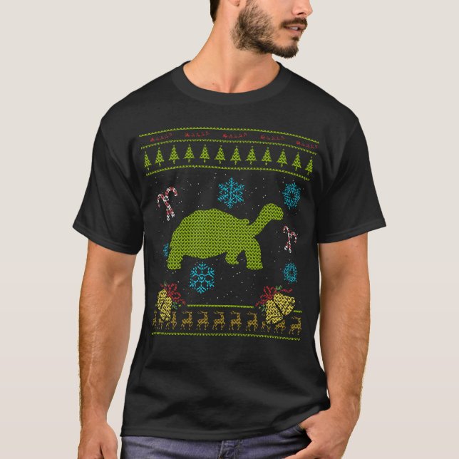 Tortoise Christmas Sweater Shirt Sulcata Tortoise (Front)