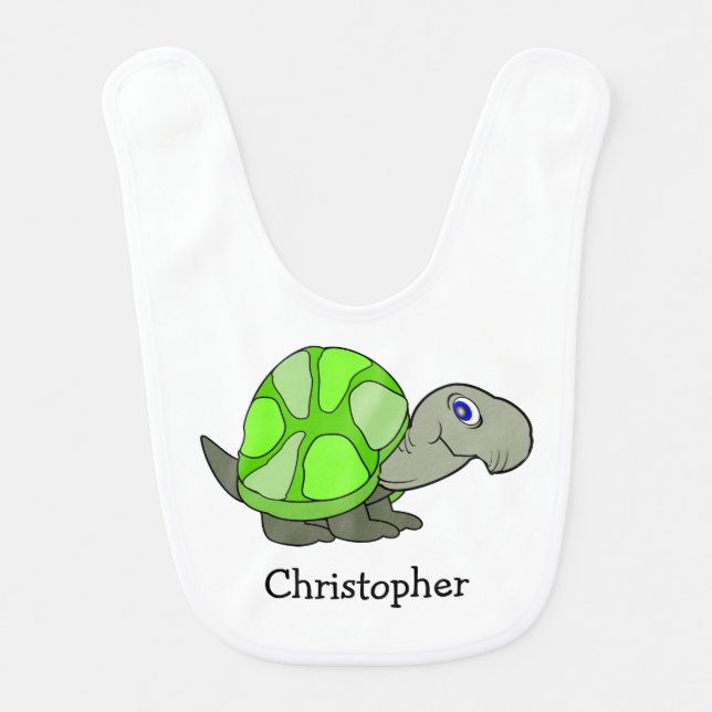 Tortoise Design Just Add Name Baby Bib (Front)