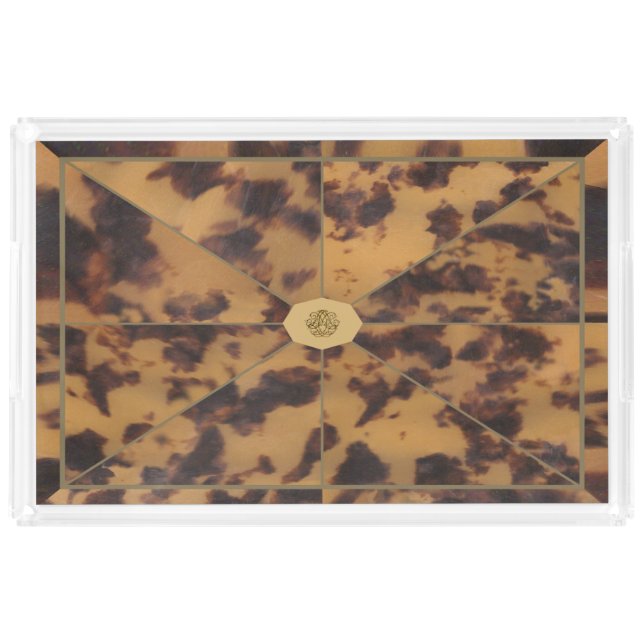 "Tortoise English Tea Caddy" Lucite Tray (Front)