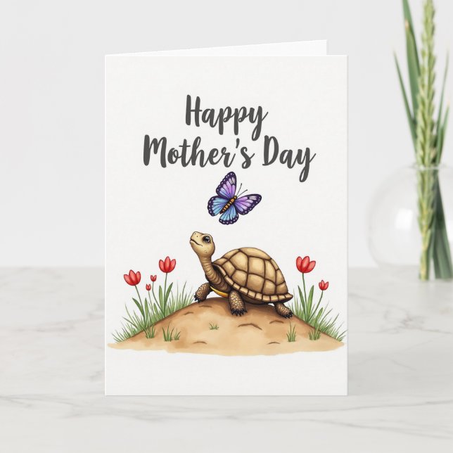 Tortoise Floral Mothers Day Card (Front)