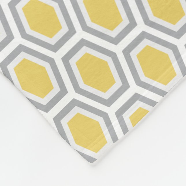 Tortoise Hexagon Pattern Yellow Grey Fleece Blanket (Corner)