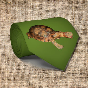 Tortoise in dark olive green Neck Tie