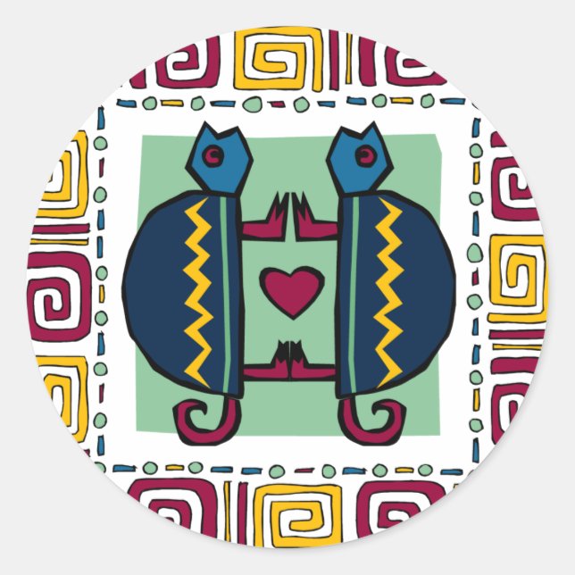 tortoise-in-love classic round sticker (Front)