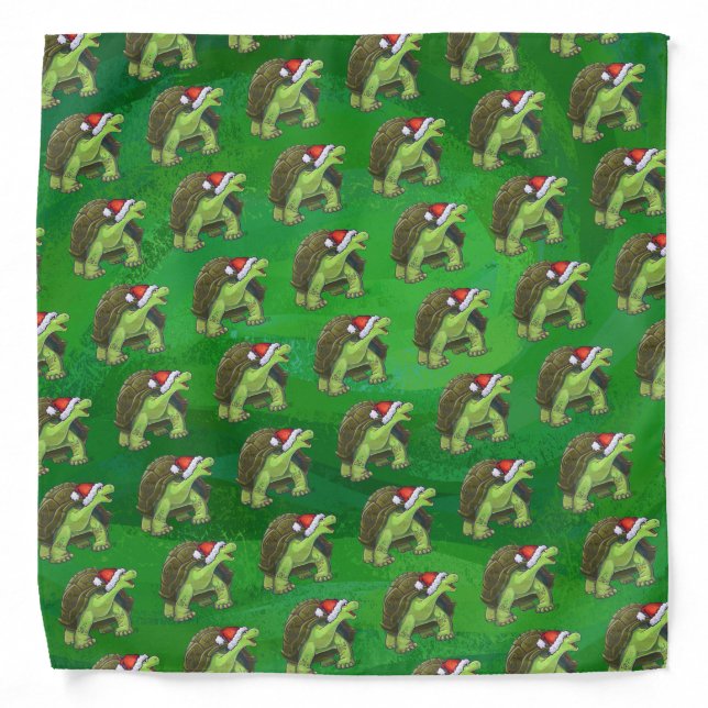 Tortoise in Santa Hat On Green Bandana (Front)