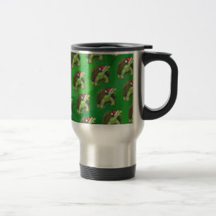 Tortoise in Santa Hat On Green Travel Mug