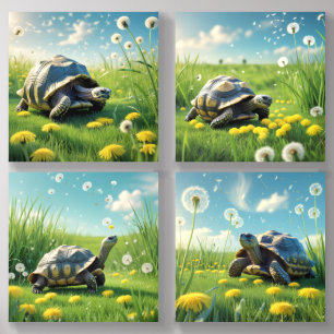 Tortoise in the Grass Acrylic Photo Tile