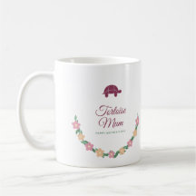 Tortoise Mom Mother's Day Mug, Floral Garland