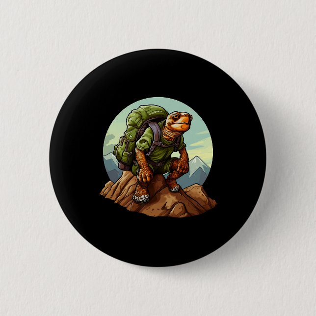 Tortoise Mountaineering Hiking Turtles  Button (Front)