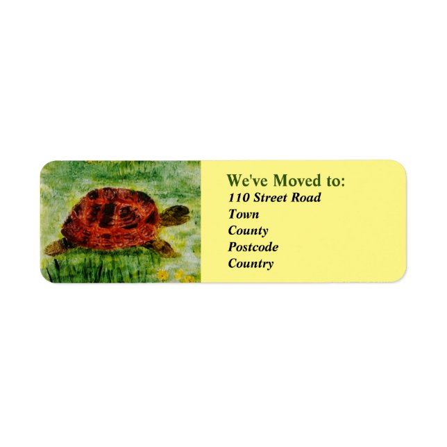 Tortoise Moving Home New Address Label (Front)