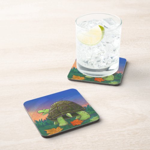 Tortoise Party Center Drink Coaster