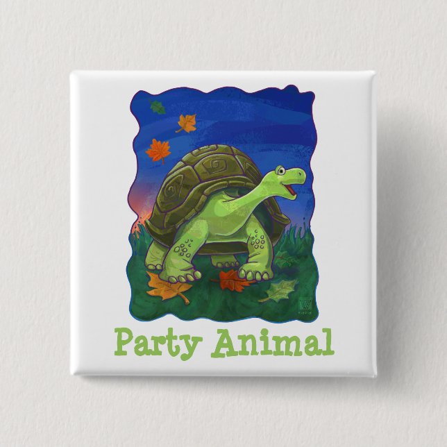 Tortoise Party Center Pinback Button (Front)