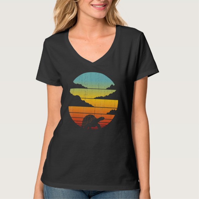 Tortoise Retro Vintage 60s 70s Sunset Turtle Repti T-Shirt (Front)