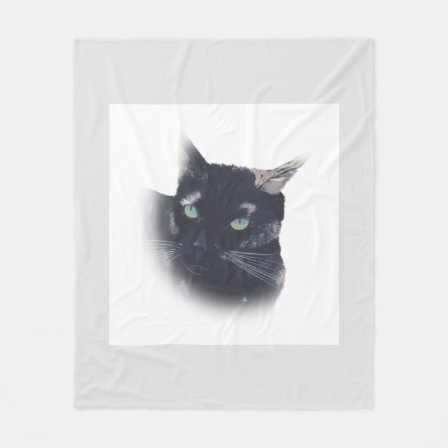 Tortoise Shell Cat Face Portrait Fleece Blankets (Front)