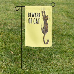 Tortoise Shell Cat Warning Funny Tortie Hanging On Garden Flag