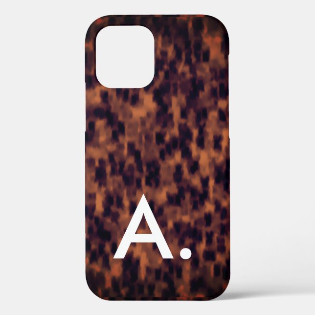 Tortoise Shell Pattern Animal Print Custom Initial Case-Mate iPhone Case (Back)
