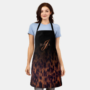 Tortoise Shell Pattern Animal Print Monogram Name Apron