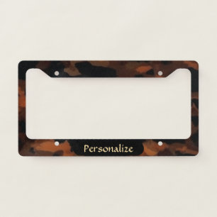 Tortoise Shell Pattern Brown Black Elegant Chic License Plate Frame