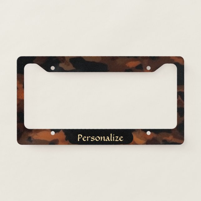 Tortoise Shell Pattern | Brown Black Elegant Chic License Plate Frame (Front)