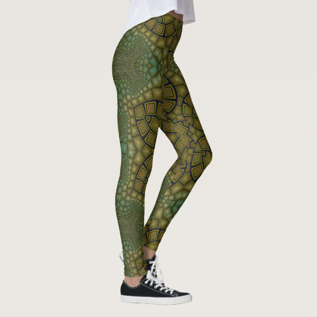 Tortoise Shell Pattern Dark Green Leggings (Right)