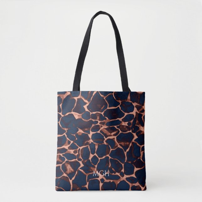 Tortoise Shell Personalized Monogram  Tote Bag (Front)