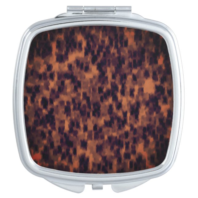 Tortoise Shell Print Pattern Decorative  Compact Mirror (Front)