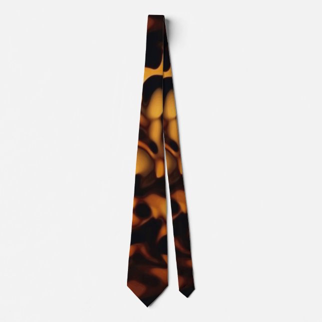 Tortoise Shell Turtle Shell Pattern Amber Brown Neck Tie (Front)